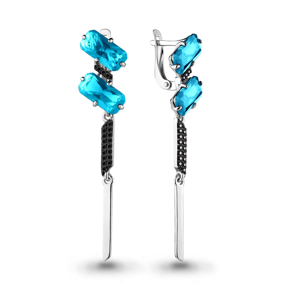 4702292Ч Серьги из Серебра с нанокристаллами, нанотопазами свисс