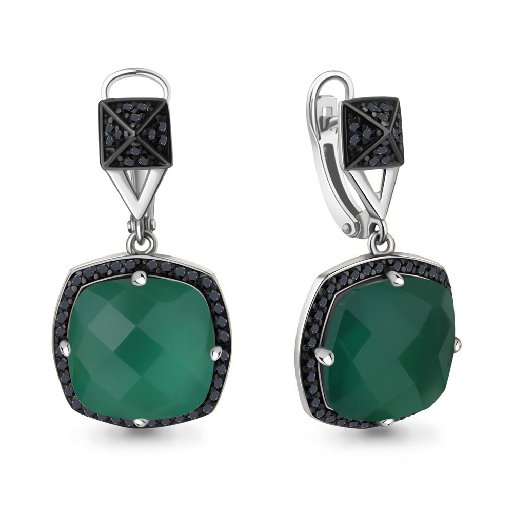 4702309Ч Серьги из Серебра с агатами, нанокристаллами