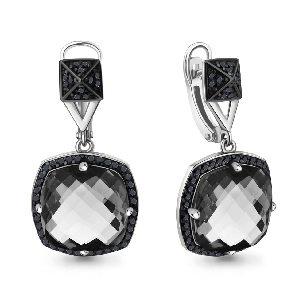 4702383Ч Серьги из Серебра с нанокристаллами, нанокристаллом греем  иском.