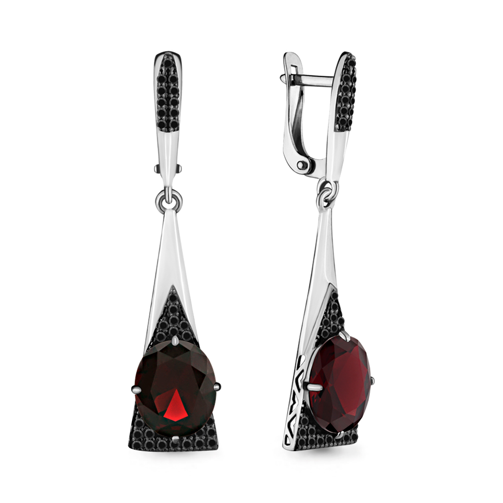 4702885Ч Серьги из Серебра с наногранатами, нанокристаллами