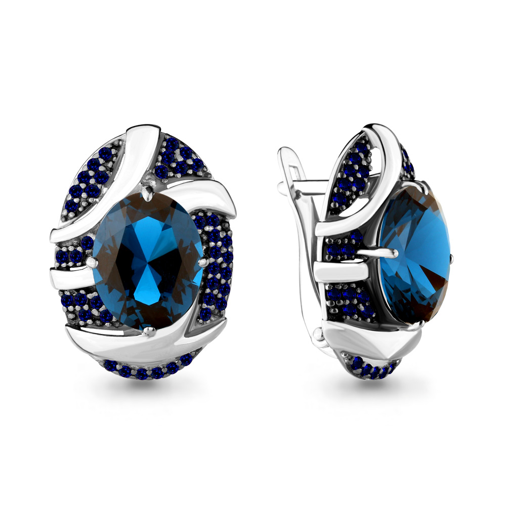 4703293Б Серьги из Серебра с наносапфирами, нанотопазами лондон
