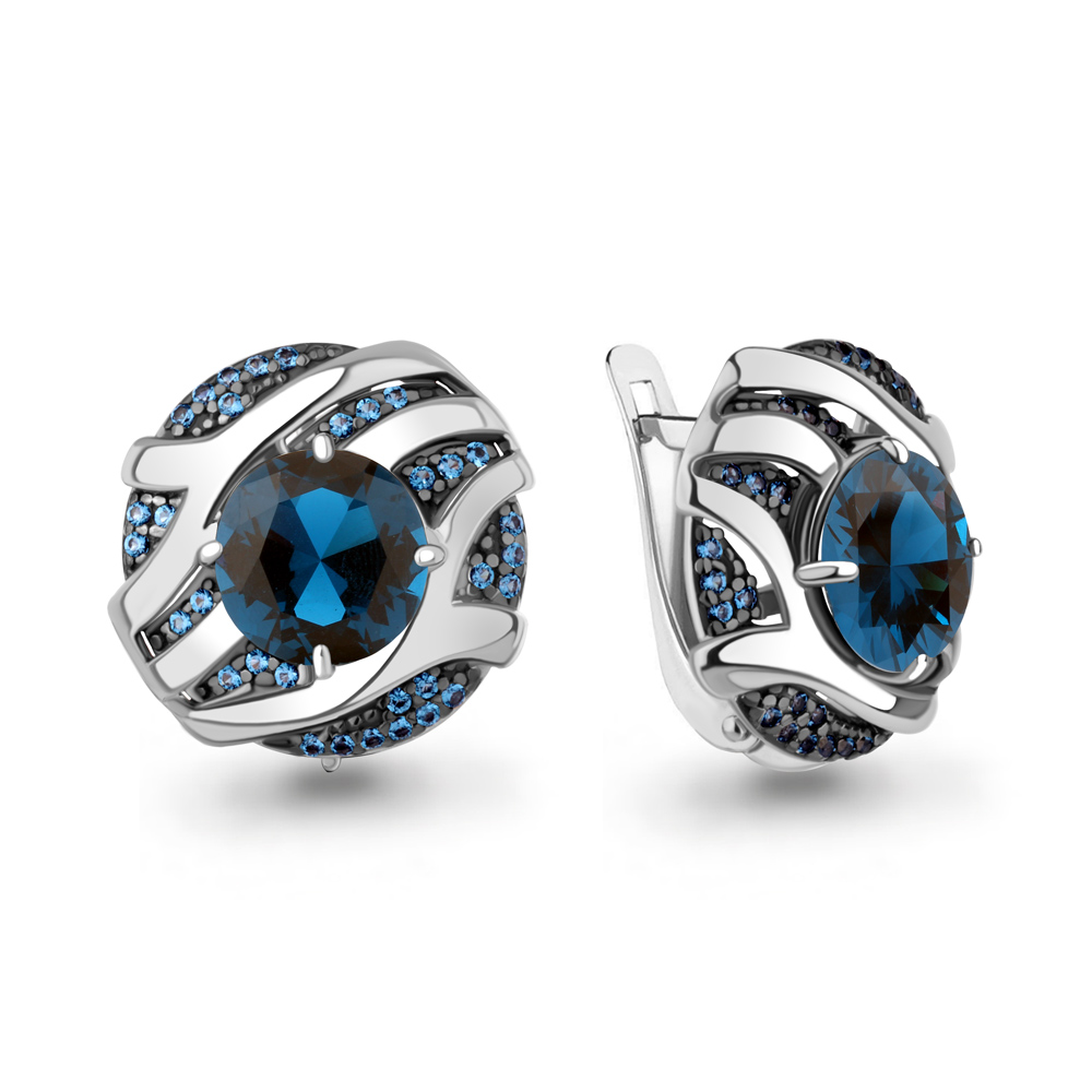 4703793Б Серьги из Серебра с наносапфирами, нанотопазами лондон