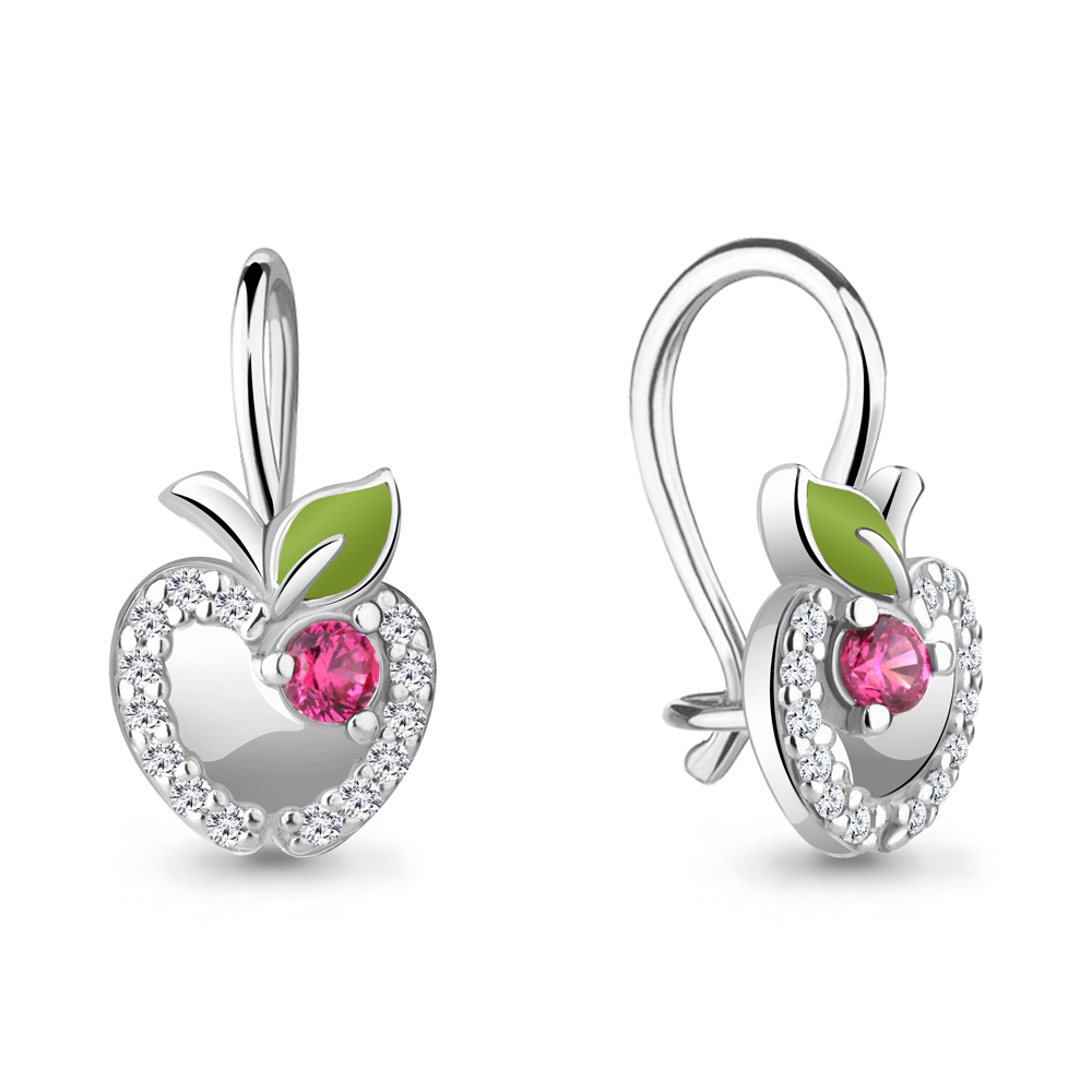 47052А Серьги из Серебра с корундами иск., фианитами, эмалью из коллекции "Happy"