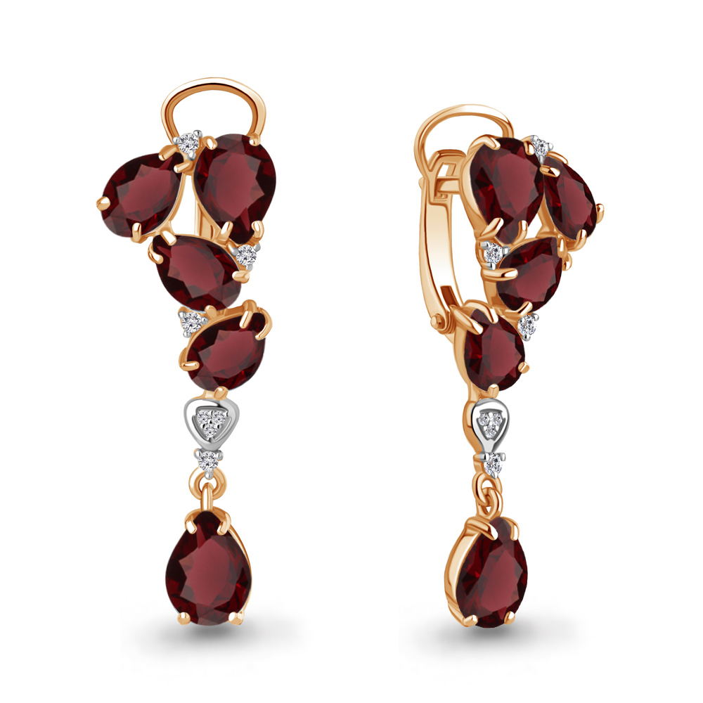 4706503А Серьги из Золота с гранатами, фианитами из коллекции "Chicago"