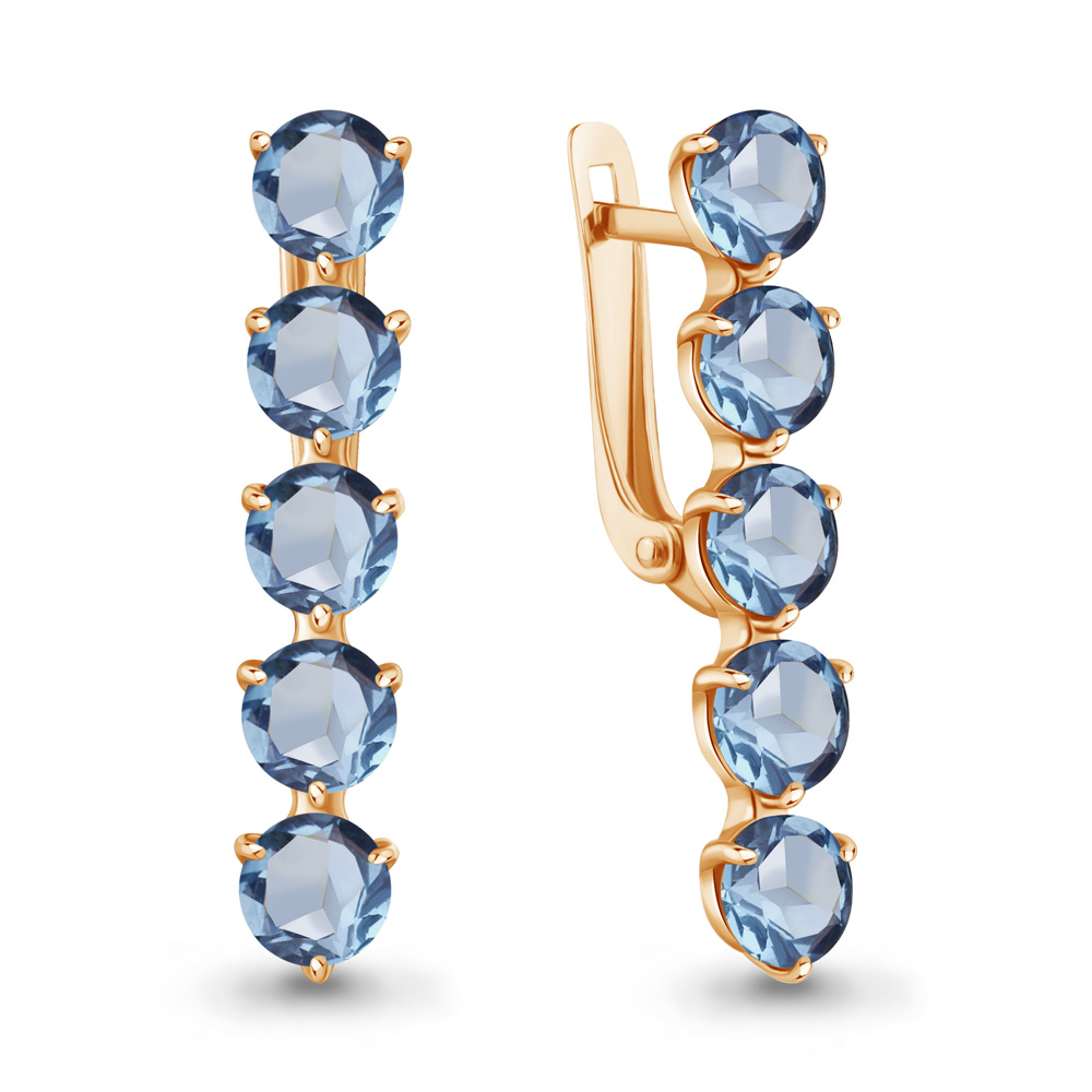 4706805 Серьги из Золота с топазами свисс блю