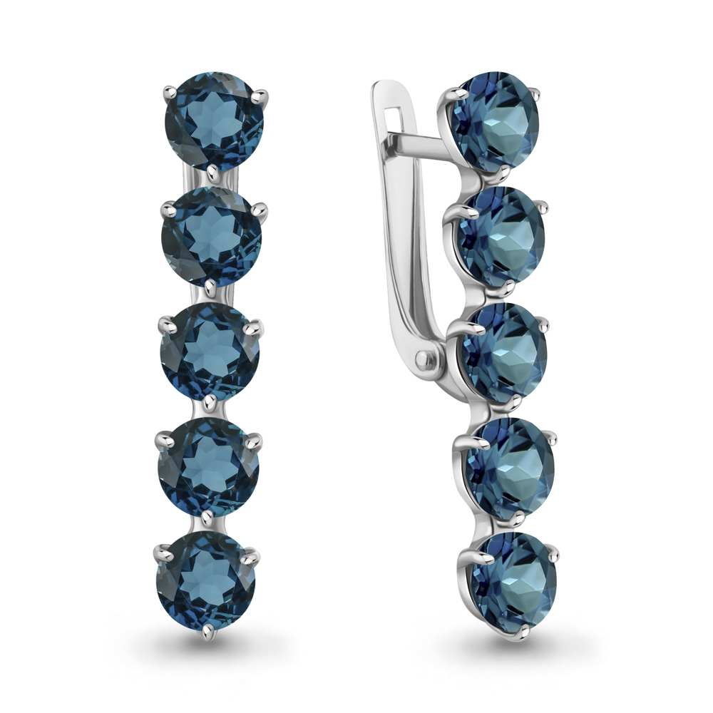 4706808 Серьги из Серебра с топазами лондон блю