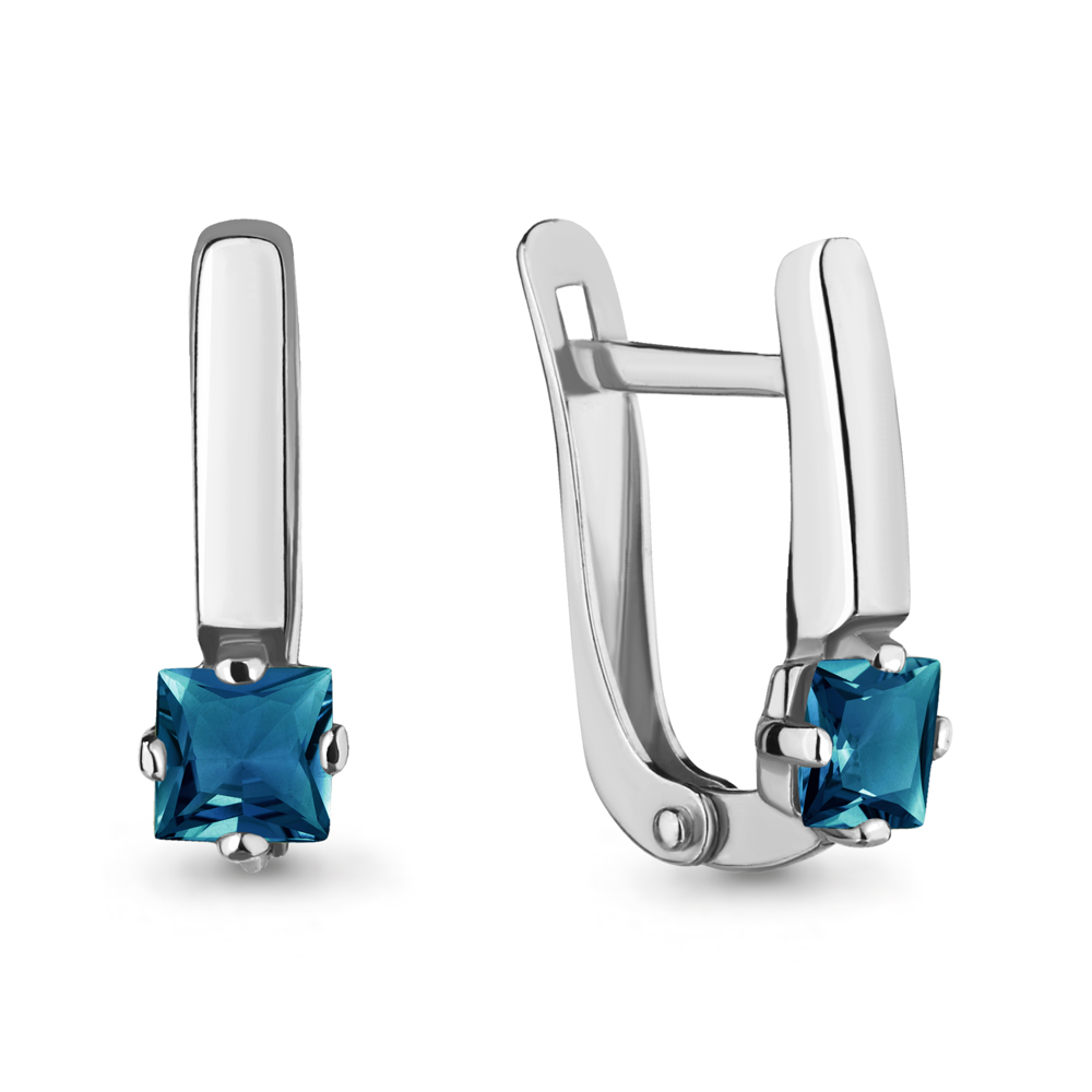 4709208 Серьги из Серебра с топазами лондон блю