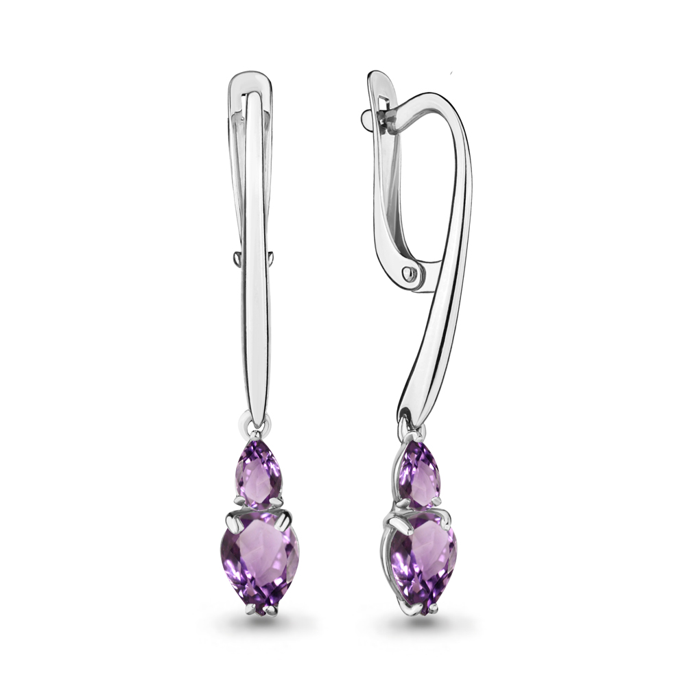 4709404 Серьги из Серебра с аметистами