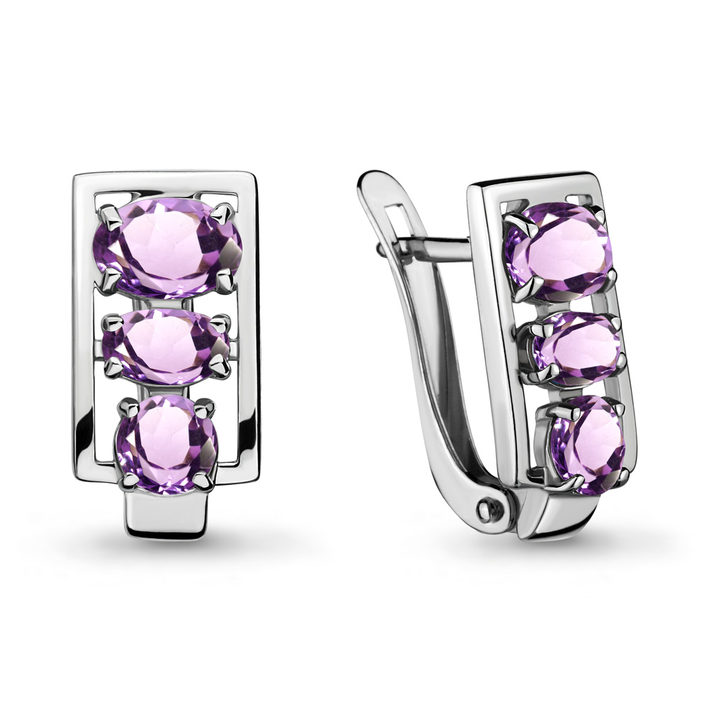 4710404 Серьги из Серебра с аметистами