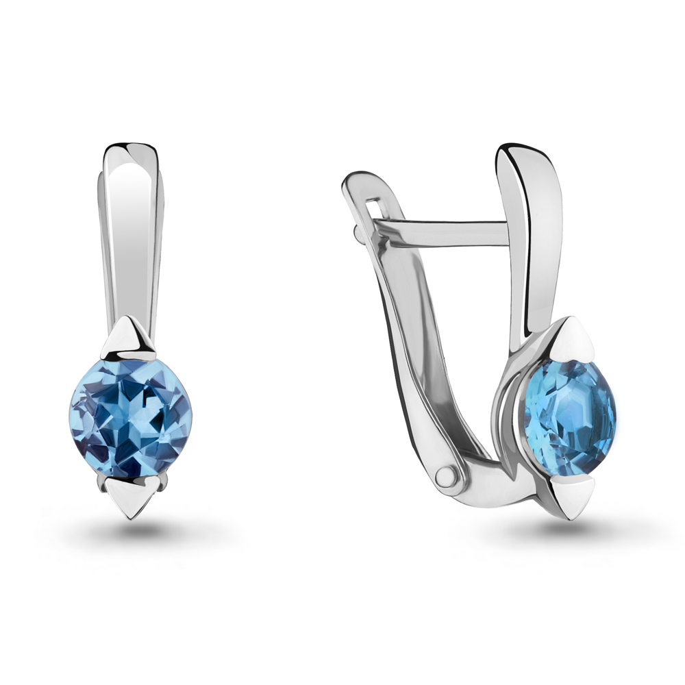 4711005 Серьги из Серебра с топазами свисс блю