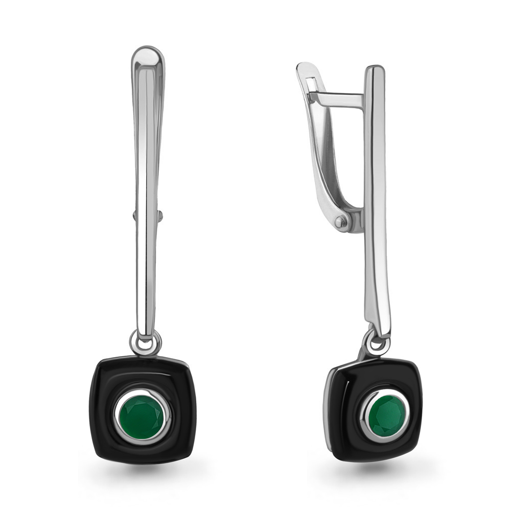 4711609 Серьги из Серебра с агатами, керамическим покрытием из коллекции "Neo"