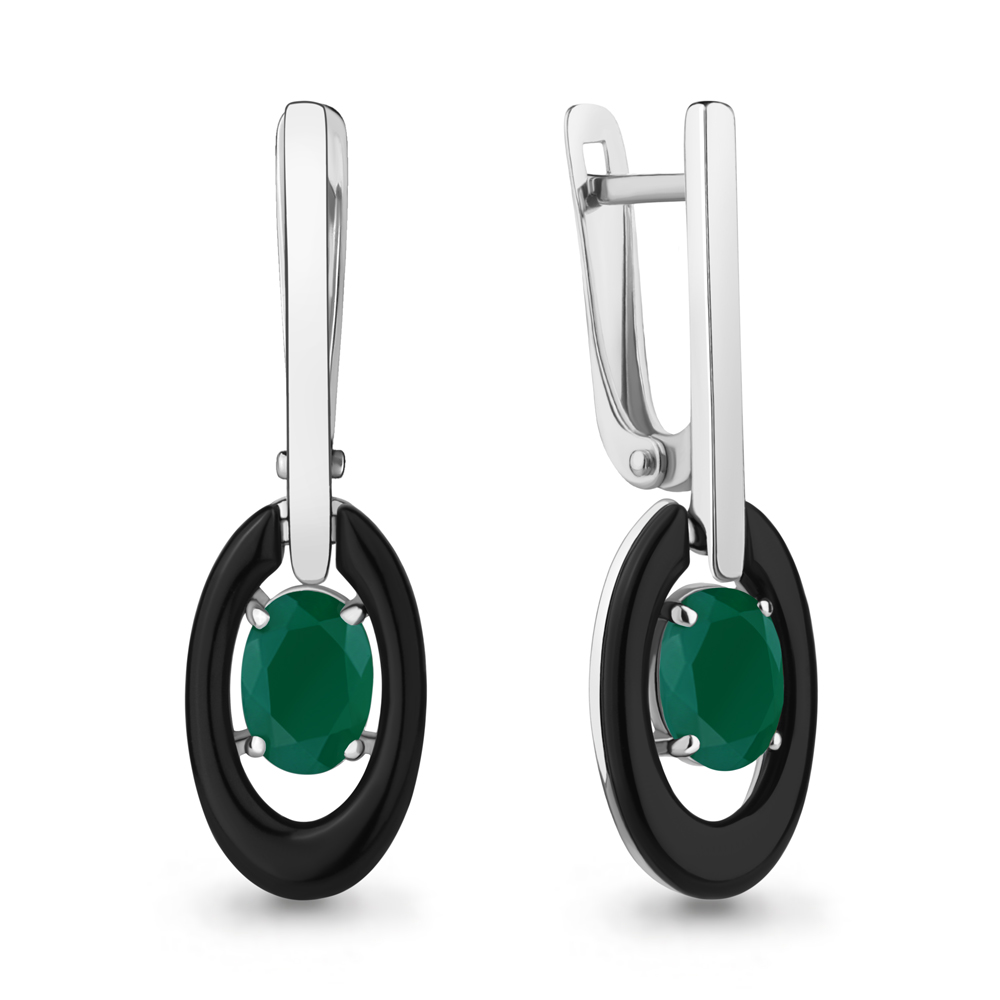 4712309 Серьги из Серебра с агатами, керамическим покрытием из коллекции "Neo"