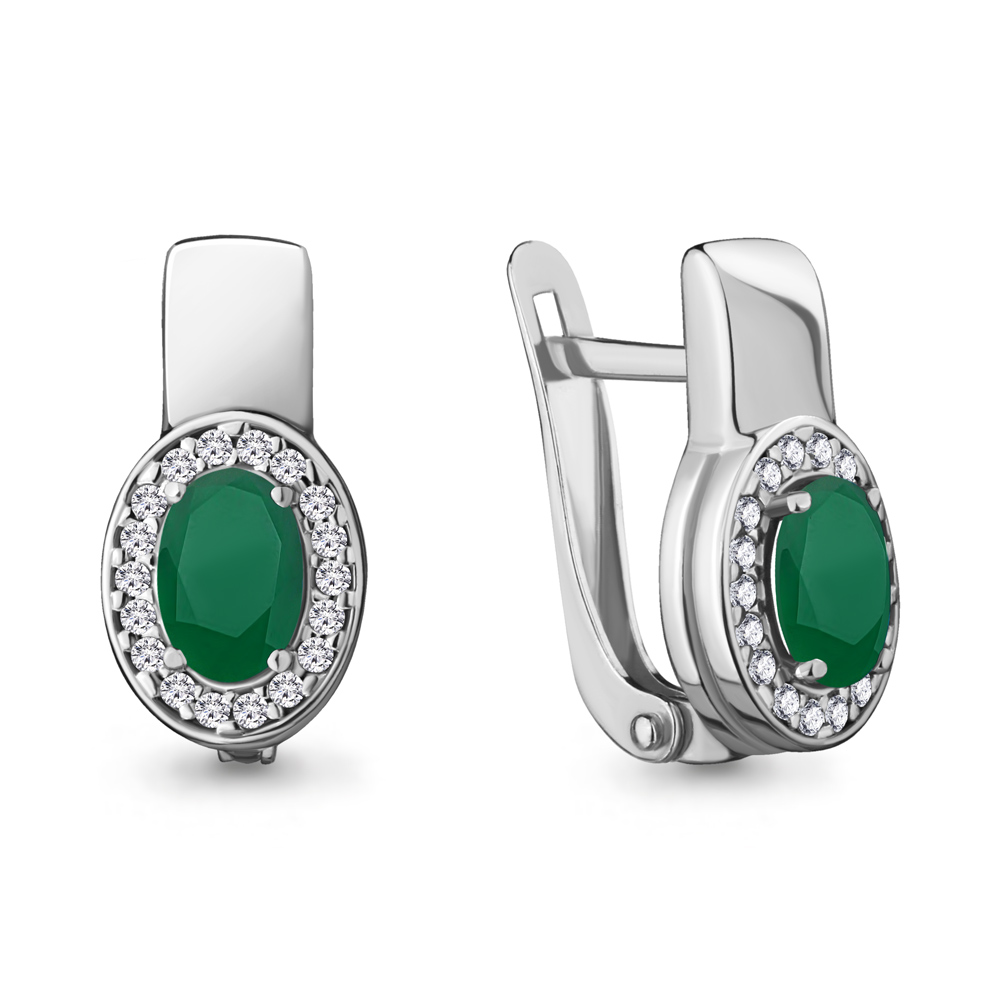 4712509А Серьги из Серебра с агатами, фианитами