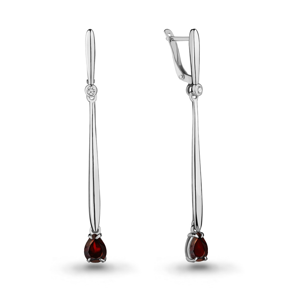4712903 Серьги из Серебра с гранатами, фианитами