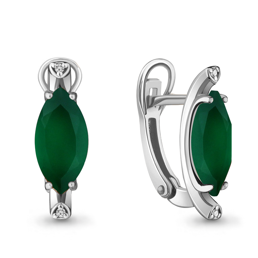 4713009А Серьги из Серебра с агатами, фианитами