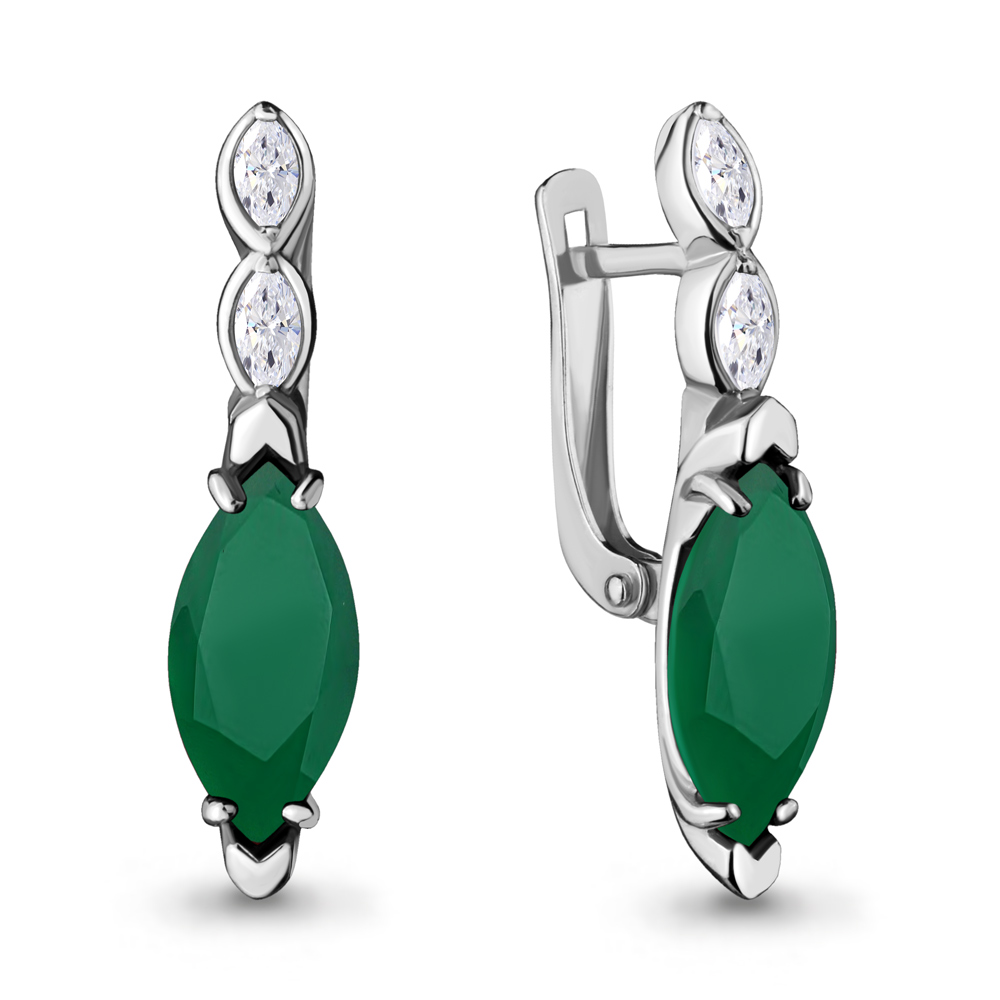 4713109 Серьги из Серебра с агатами, фианитами