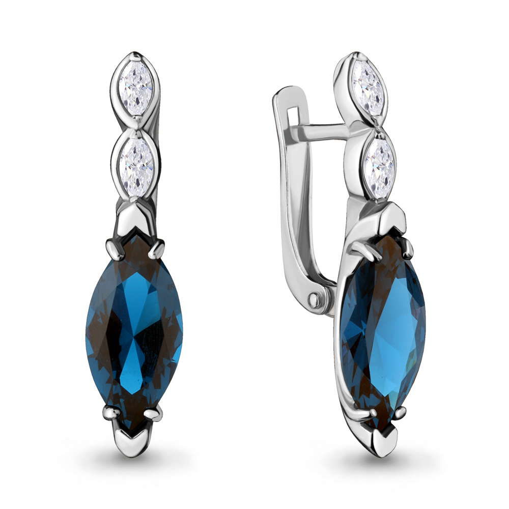 4713193 Серьги из Серебра с нанотопазами лондон, фианитами