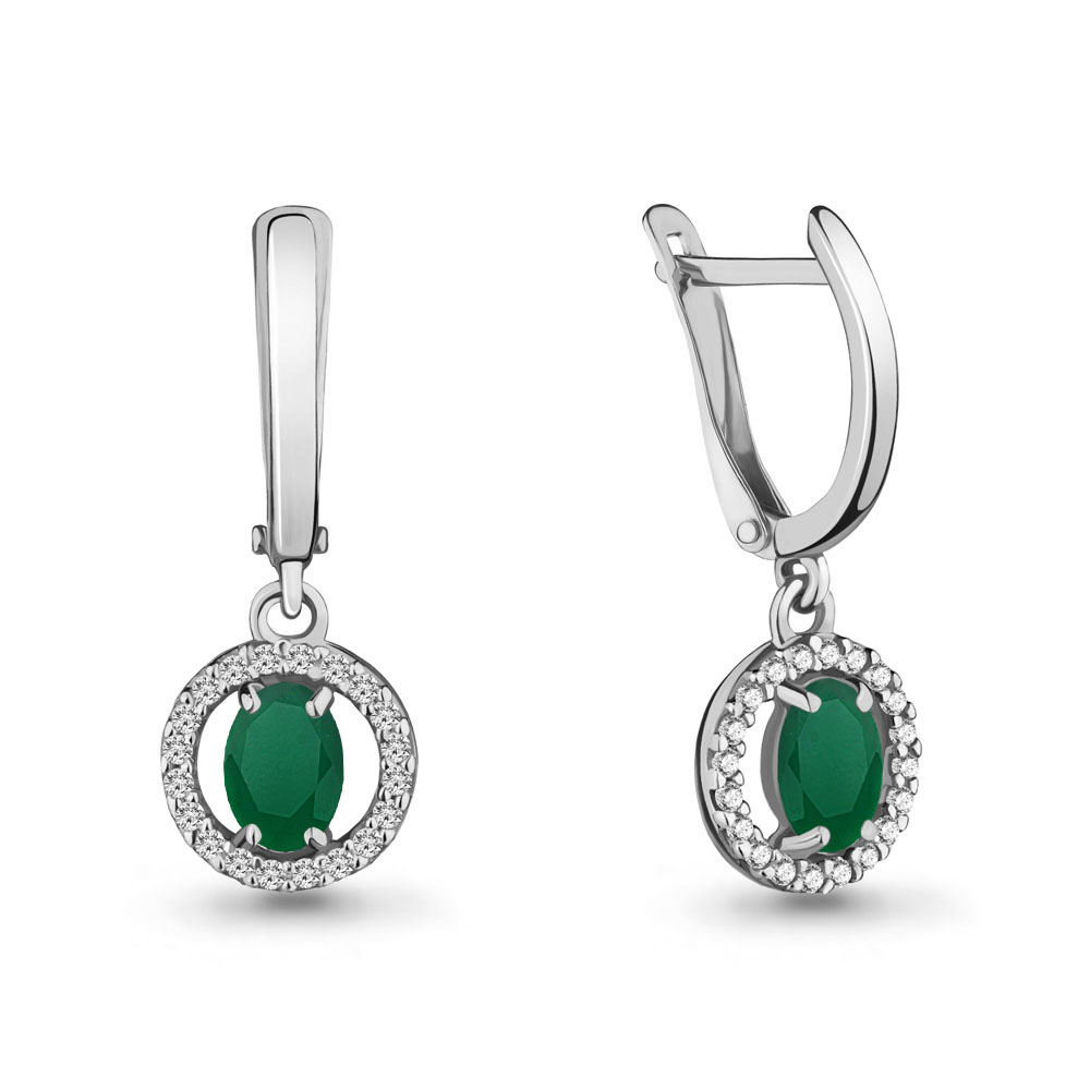 4713209А Серьги из Серебра с агатами, фианитами