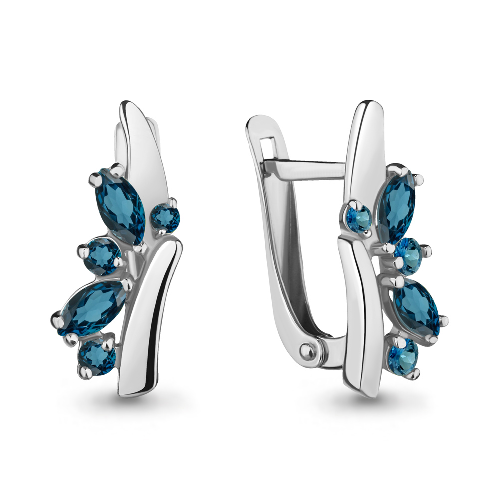 4713708 Серьги из Серебра с топазами лондон блю