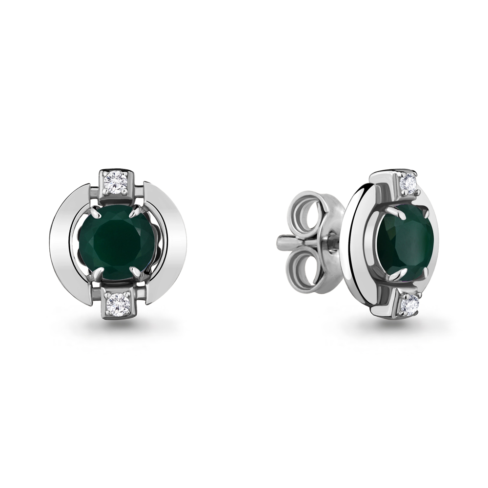 4714409А Серьги из Серебра с агатами, фианитами