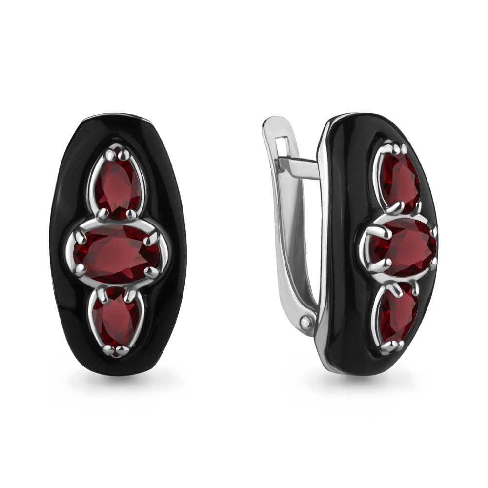 4714903 Серьги из Серебра с гранатами, керамическим покрытием из коллекции "Neo"