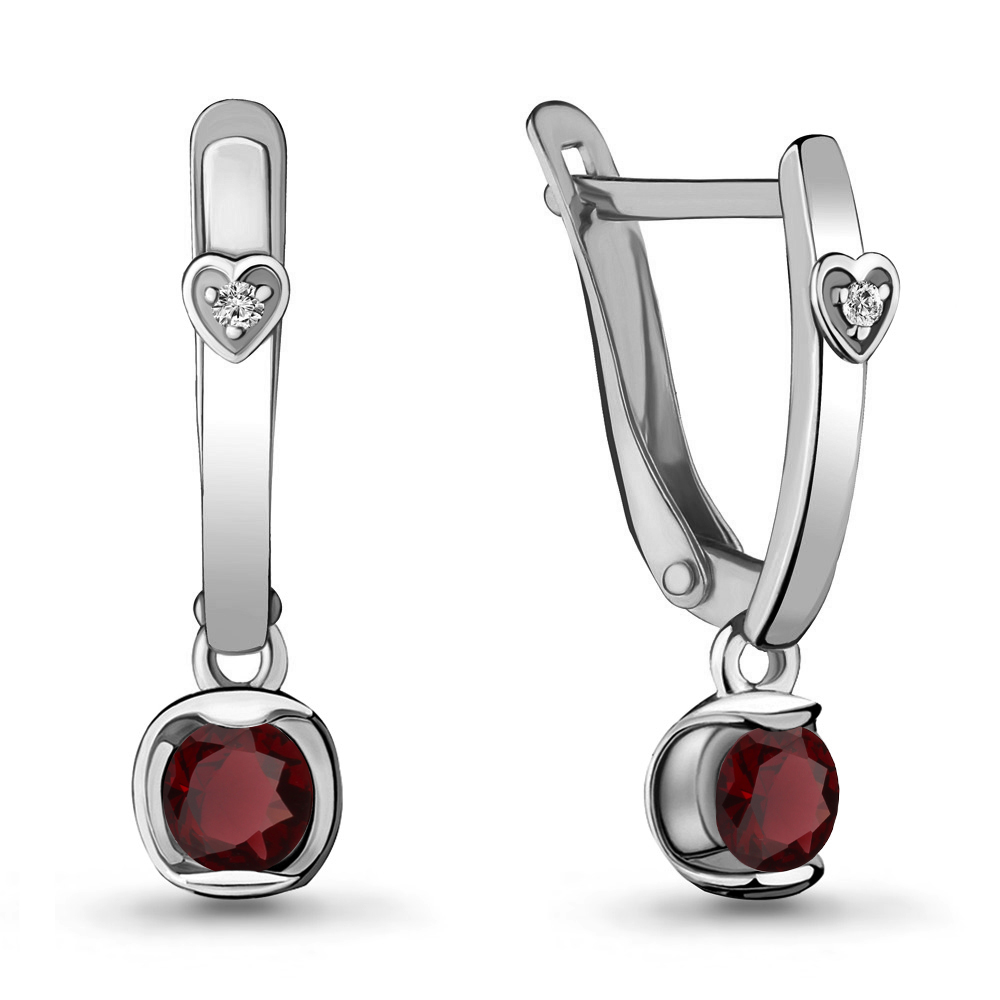 4715103А Серьги из Серебра с гранатами, фианитами