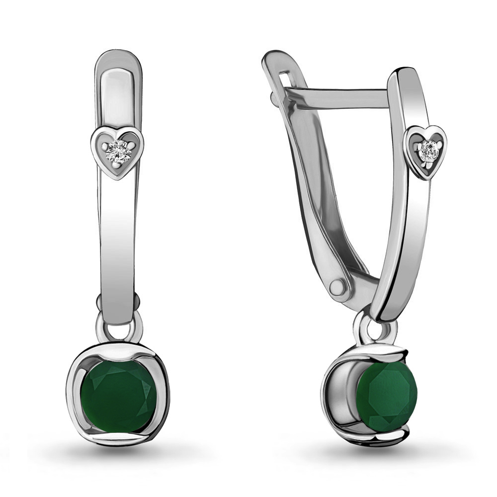 4715109А Серьги из Серебра с агатами, фианитами