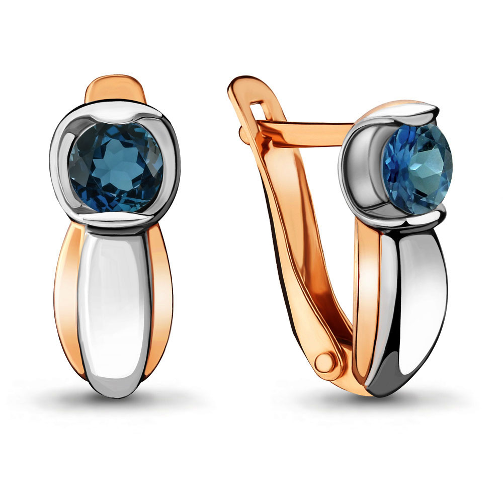 4715408 Серьги из Золота с топазами лондон блю