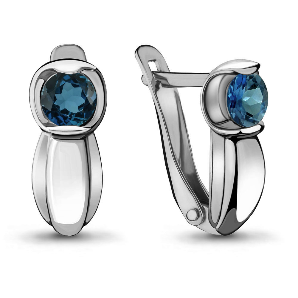 4715408 Серьги из Серебра с топазами лондон блю