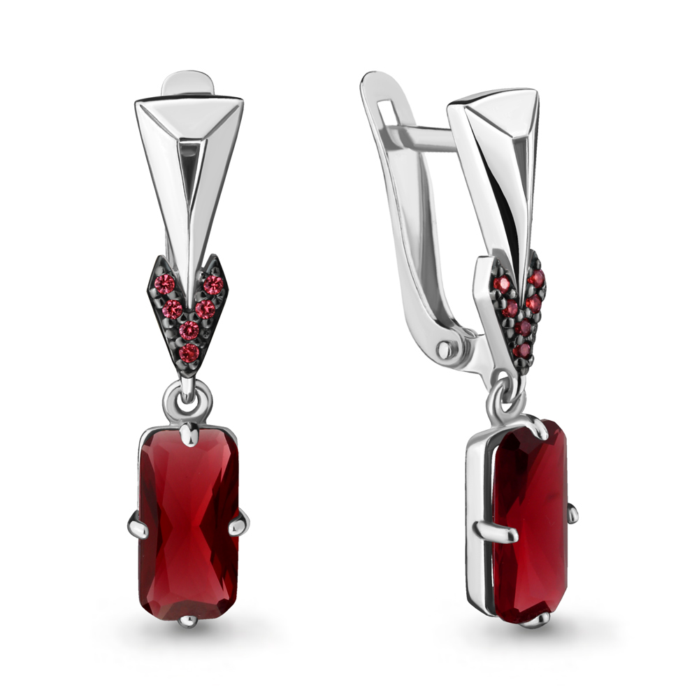 4716885В Серьги из Серебра с наногранатами, нанотурмалинами из коллекции "Каприз"