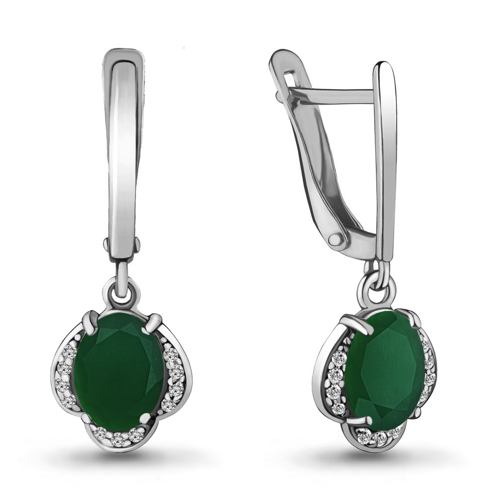 4717009А Серьги из Серебра с агатами, фианитами