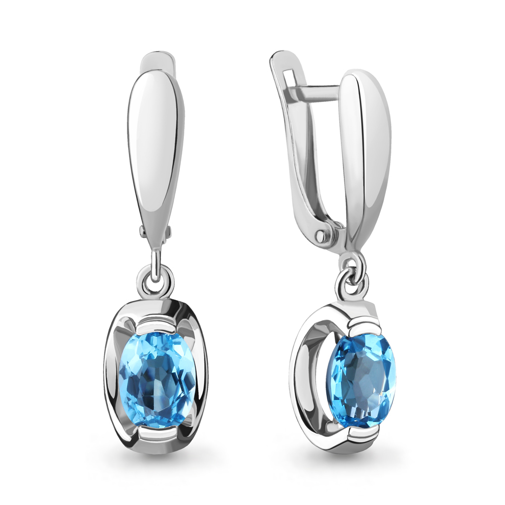 4717305 Серьги из Серебра с топазами свисс блю