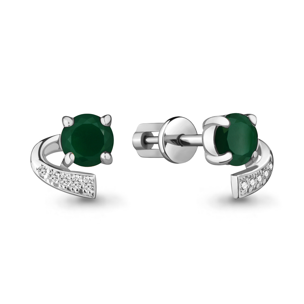 4717909А Серьги из Серебра с агатами, фианитами