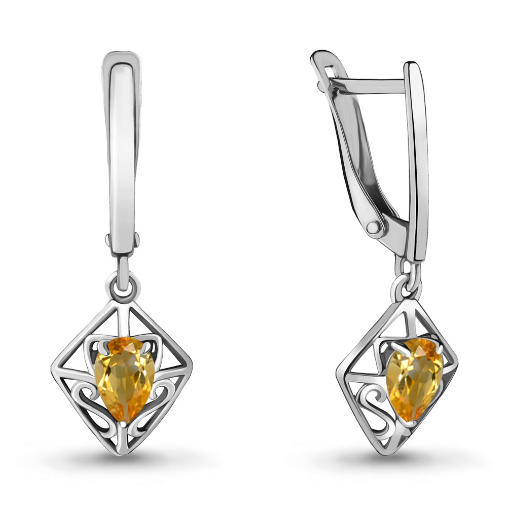 4718006 Серьги из Серебра с цитринами