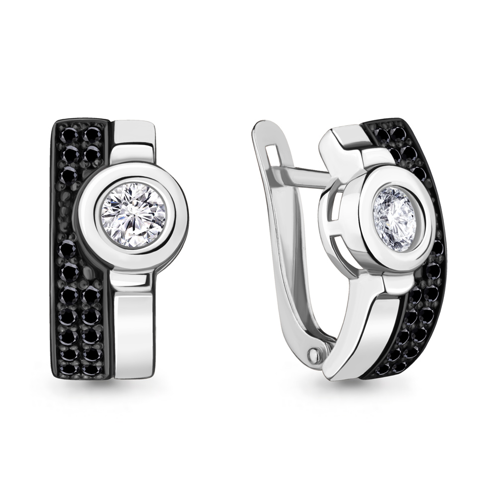 47184АЧ Серьги из Серебра с нанокристаллами, фианитами