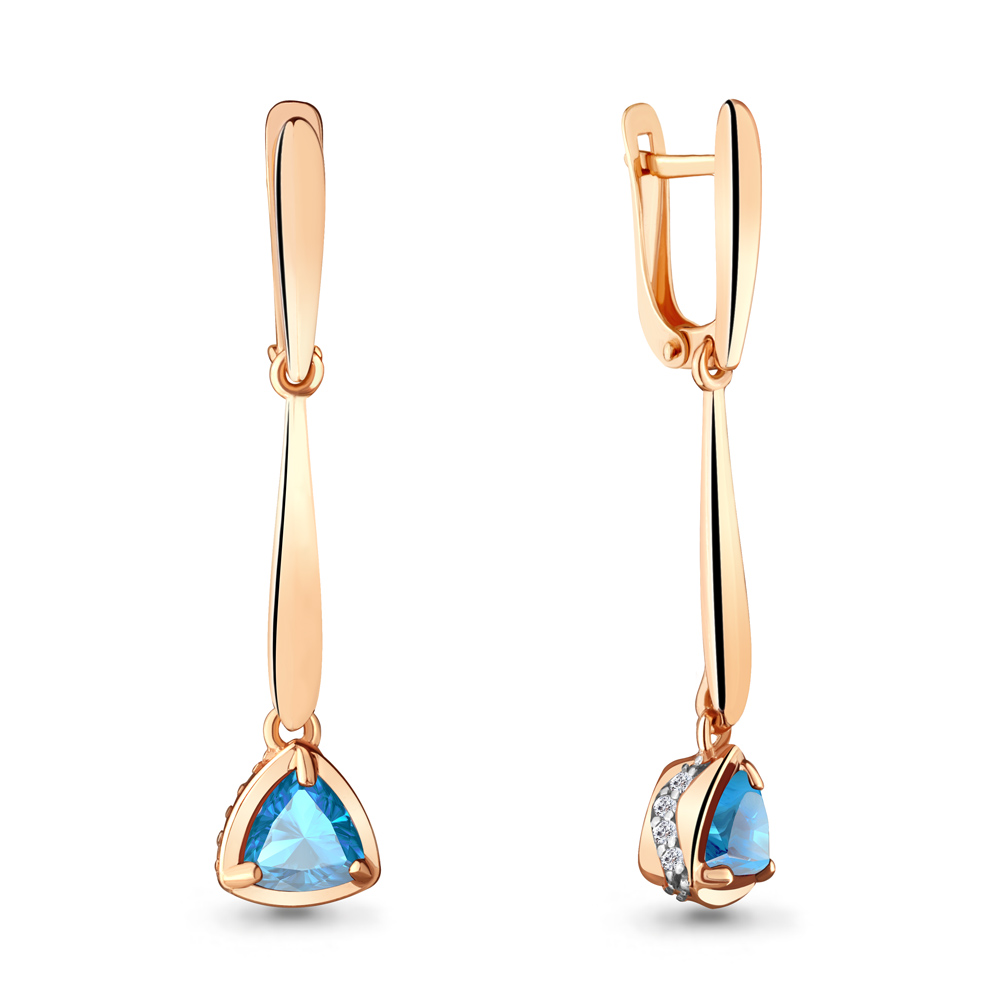 4719705А Серьги из Золота с топазами свисс блю, фианитами
