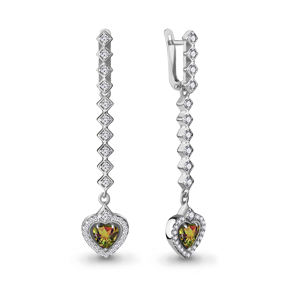 4719919А Серьги из Серебра с султанитами иск., фианитами