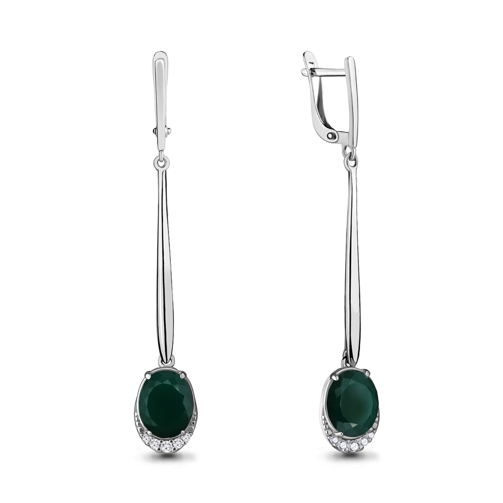 4720209А Серьги из Серебра с агатами, фианитами