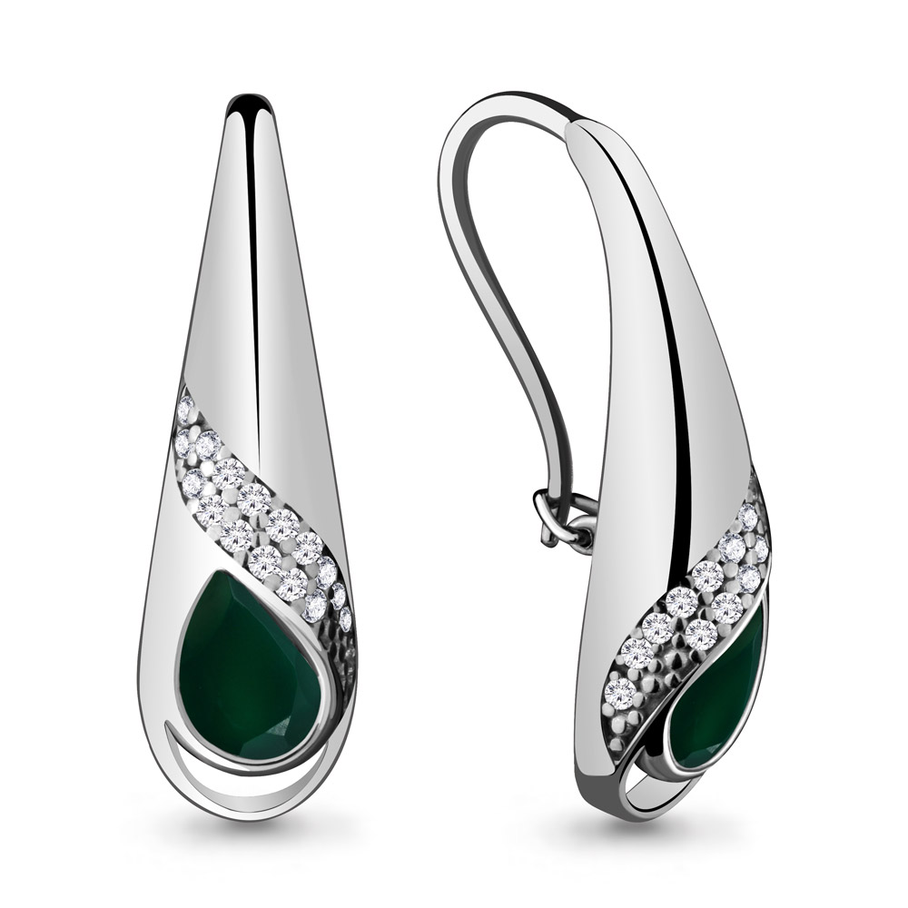 4720709А Серьги из Серебра с агатами, фианитами
