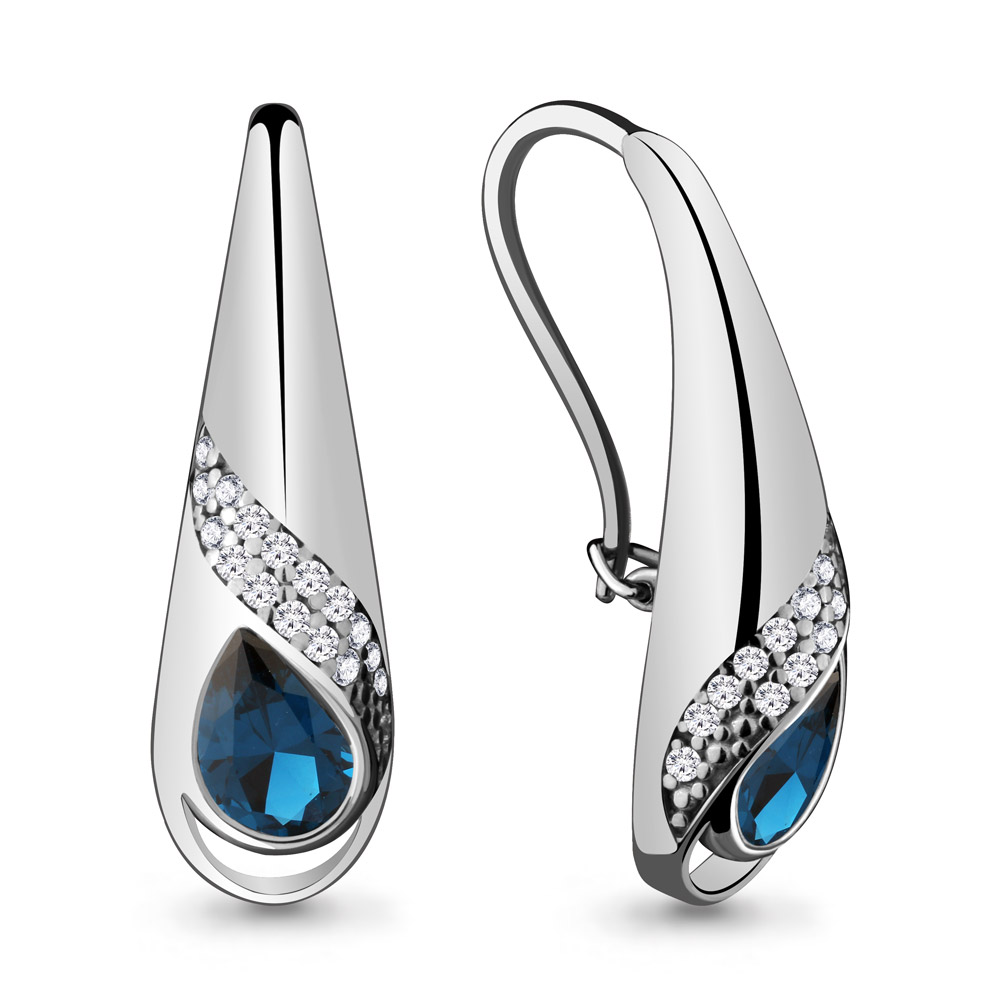 4720793А Серьги из Серебра с нанотопазами лондон, фианитами