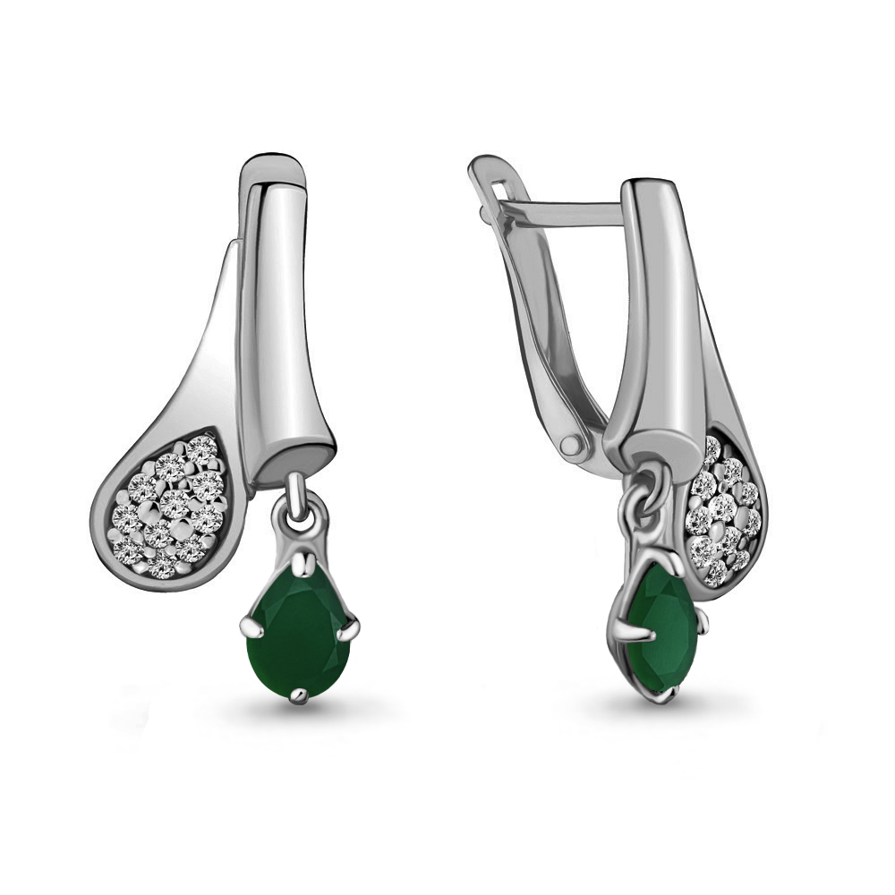 4721309А Серьги из Серебра с агатами, фианитами