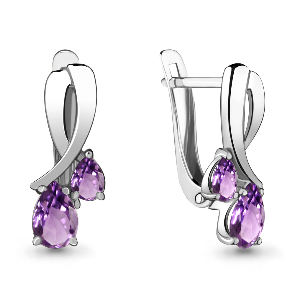 4721504 Серьги из Серебра с аметистами