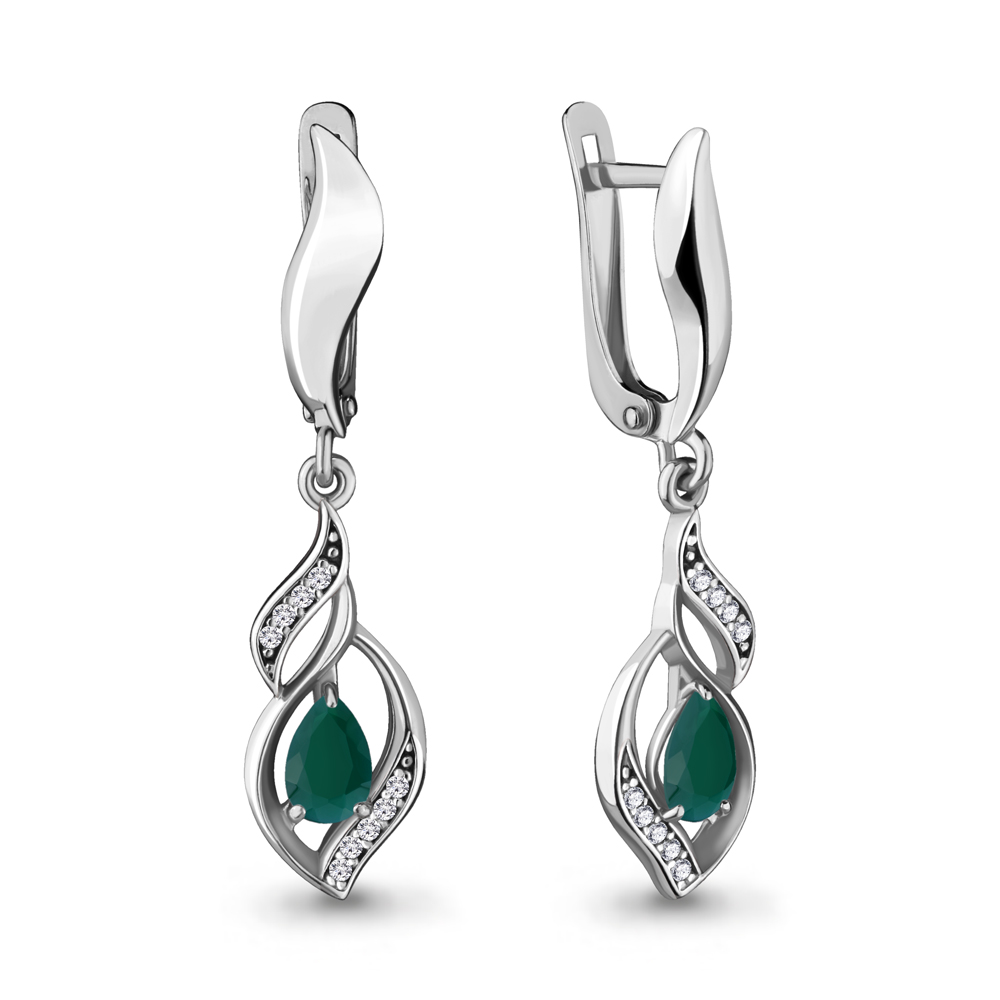 4721609А Серьги из Серебра с агатами, фианитами