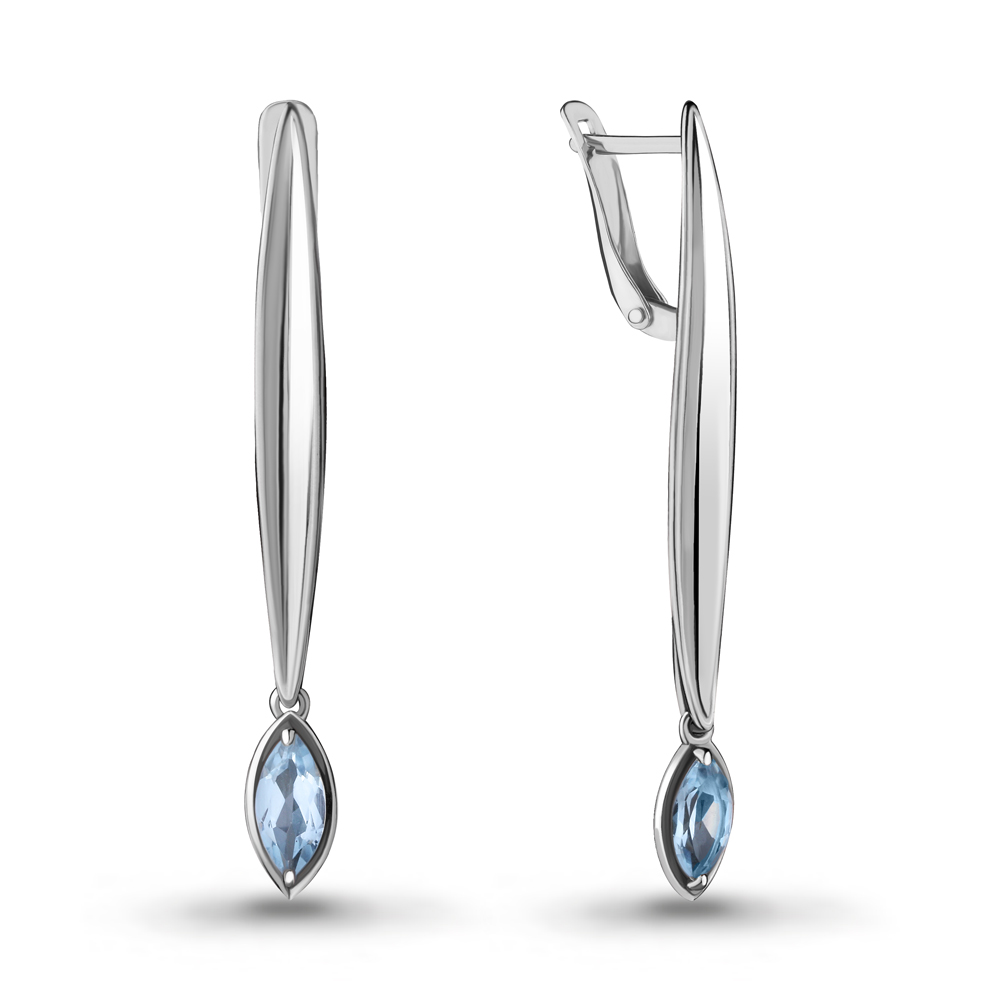 4721902 Серьги из Серебра с топазами скай блю