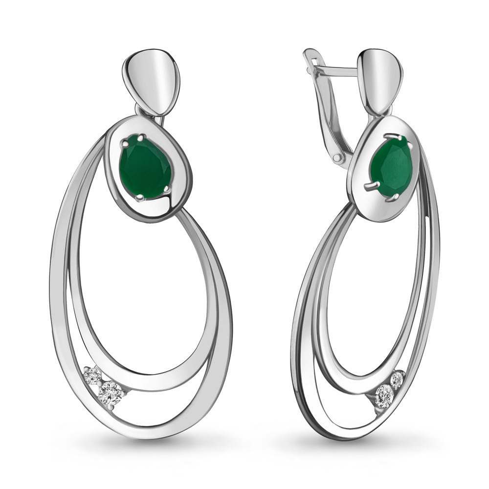 4722009 Серьги из Серебра с агатами, фианитами из коллекции "Лагуна"