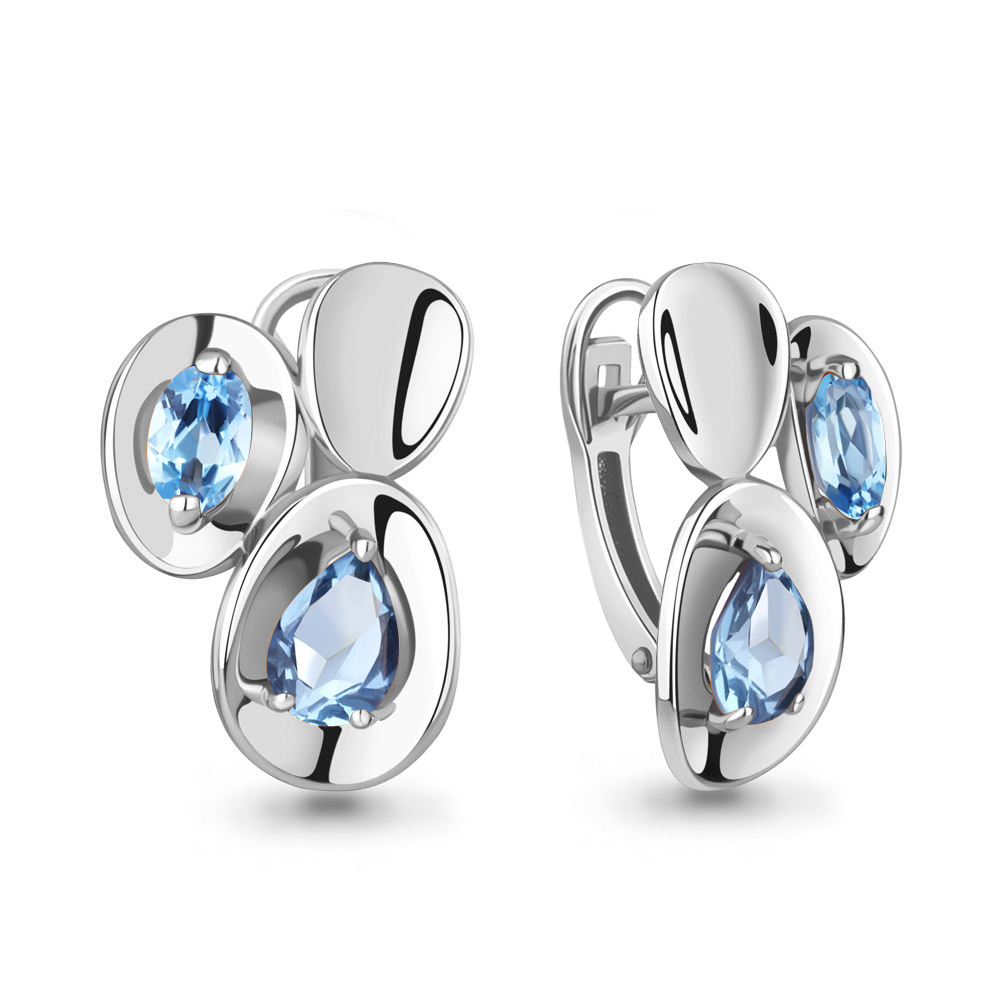 4722105 Серьги из Серебра с топазами свисс блю из коллекции "Лагуна"