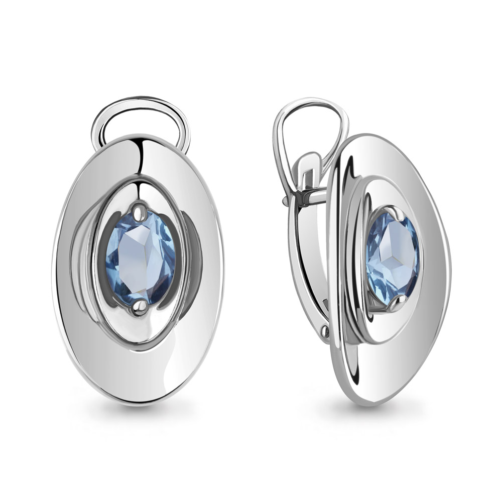 4722405 Серьги из Серебра с топазами свисс блю из коллекции "Лагуна"