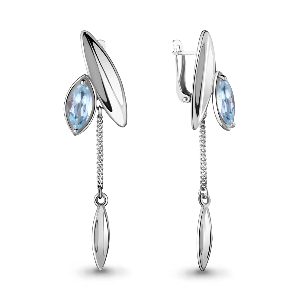 4722702 Серьги из Серебра с топазами скай блю из коллекции "Лагуна"