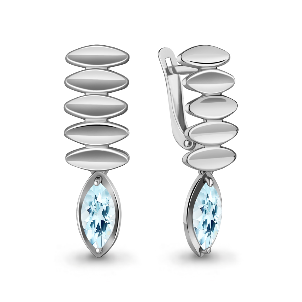 4722802 Серьги из Серебра с топазами скай блю из коллекции "Лагуна"