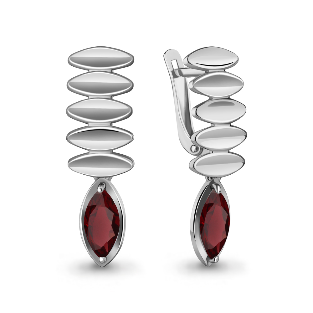 4722803 Серьги из Серебра с гранатами из коллекции "Лагуна"